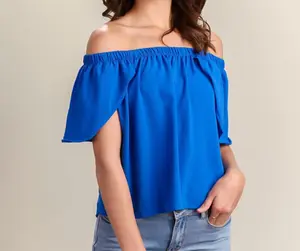 Royal Blue Off-Shoulder Blouse
