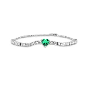 Colombian Created Emerald Heart Bracelet