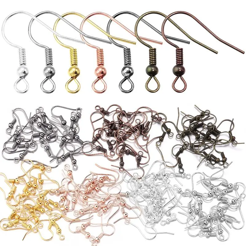 100-200pcs Iron Earring Hooks DIY Earring Findings Earrings Clasps Ear Hooks Earring Wires For Jewelry Making Supplies