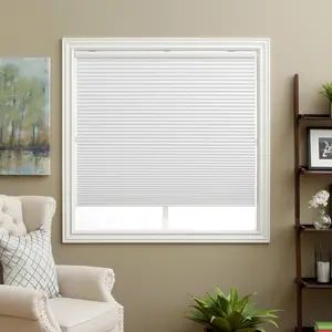 Cordless Blackout Honeycomb Blinds Fabric Window Shades White Blackout 42" W x 72" H