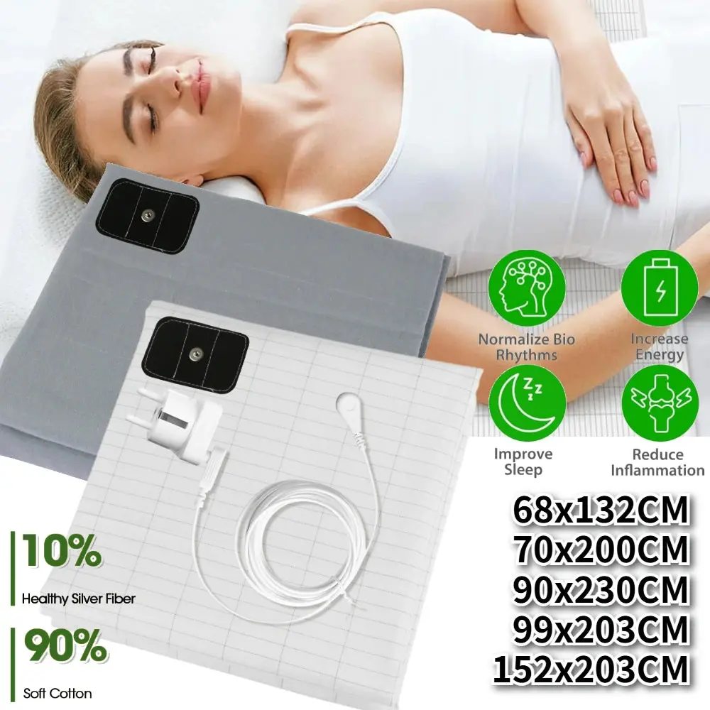 90% Cotton 10% Silver Fiber Bedsheet Grounding Mat Conductive Antistatic Health Improve Sleep Release Stress