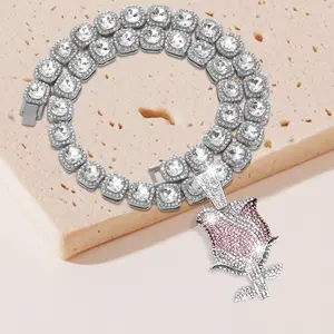 Women's Hip Hop Rose Pendant Necklace - Urban Street Style Necklace, Suitable for Everyday Wear, Parties, and Holidays. men jewelry