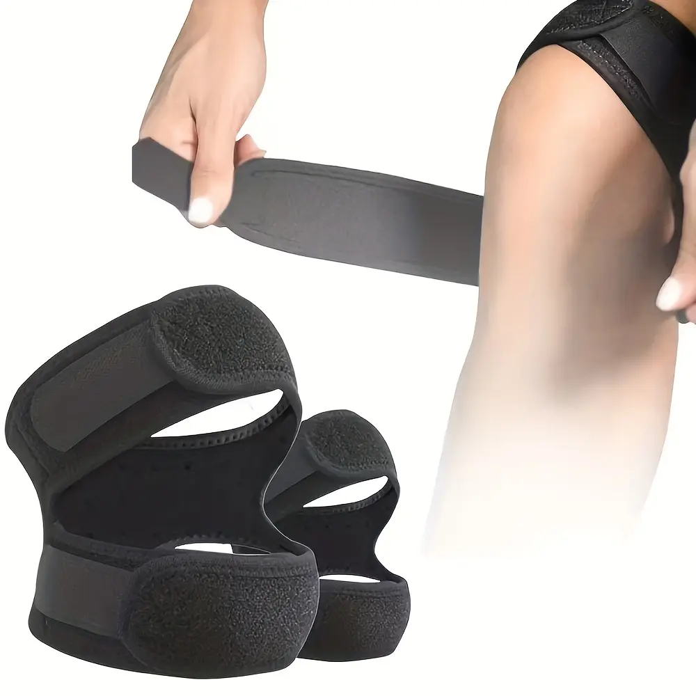 2 PCS Adjustable Patella Knee Strap – Dual Compression, Breathable & Non-Slip Knee Support for Running, Hiking, Basketball, Jump Rope, Relieves Knee Pain & Prevents Injuries for Men and Women