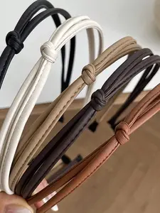 New Vintage Cross Leather Hairband, Simple Thin Design, Outdoor Face Washing Headband, Casual Hair Accessory, Knotted Headband, All Seasons