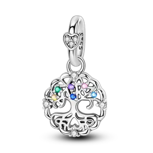 MULA 925 Sterling Silver family tree of life pendant | Suitable for Pandora bracelets | Colorful lucky gemstones | Guardian of family and friendship | Tree of Life beads | Exquisite gift