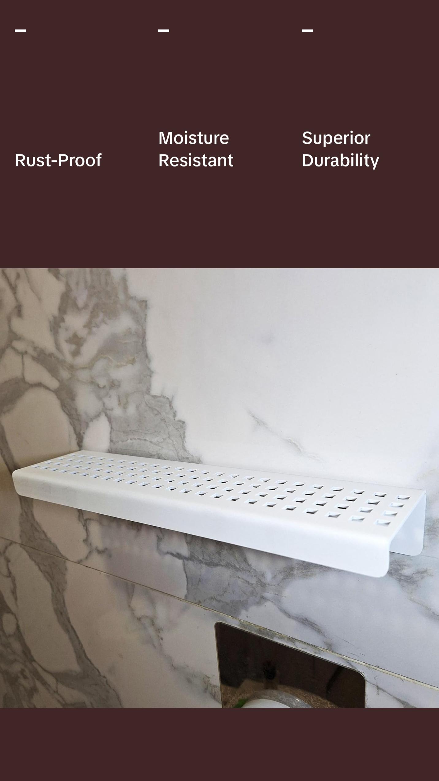 12 Inch Matte White Stainless Steel Wall-Mounted Shower Shelf