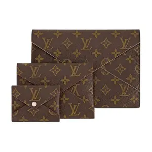 Louis Vuitton Neverfull Pochette Kirigami Leather Canvas Envelope Handbag For Women In Brown