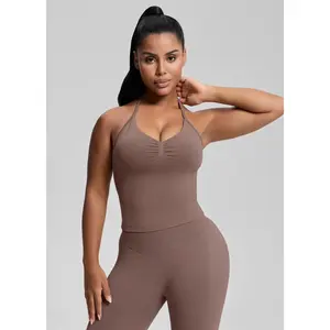 Ultrasculpt Longline Halterneck Form-Fitting Built-in Bra Twill Knit Tank Top | Gym Girl Collection | Breathable, Womenswear