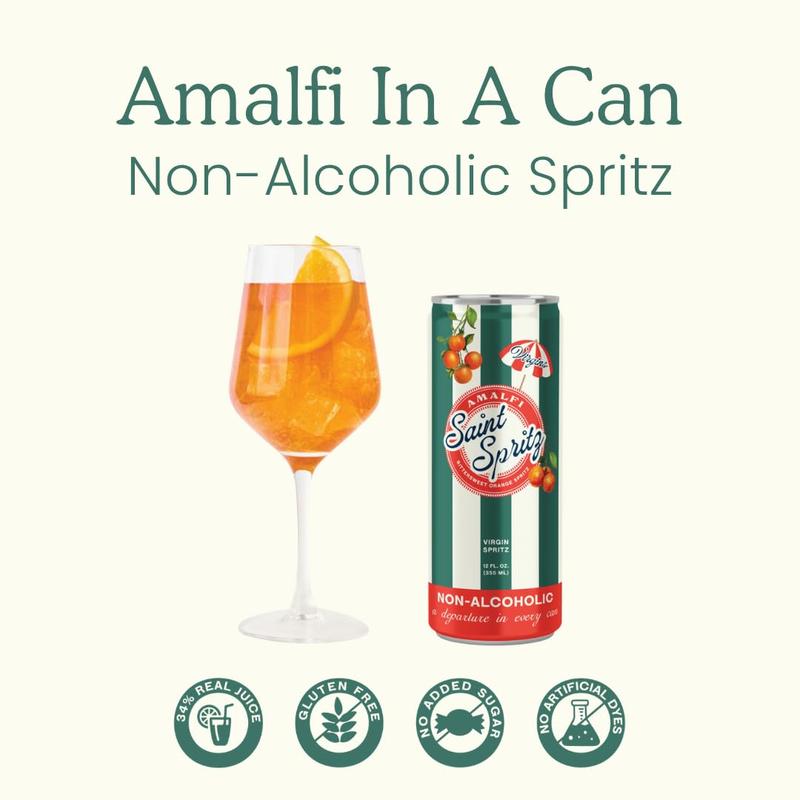 Saint Spritz Virgins (12-Pack) | Italian Non Alcoholic Spritz Cans | Amalfi, Sicily & Hugo Flavors | Sparkling Mocktail Aperitif Sampler | Premium Non Alcoholic Drinks & Spirits