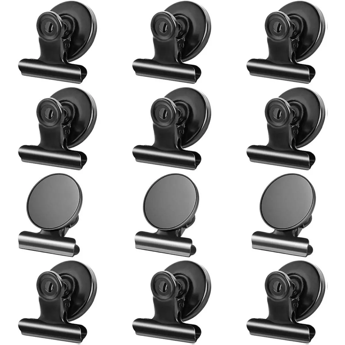 12-Pack Heavy-Duty Magnetic Clips with Anti-Scratch Sticky Pads & Magnetic Pads, Kitchen Bulk Pack Indoor Recreation Accessories for Home Use, Fridge Decor
