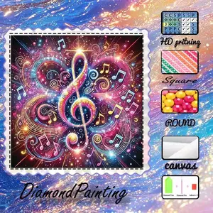 DIY 5D flocked diamond painting kit, AB drills, fairy dust drills, crystal drills, musical notes, symbols, colors, diamond embroidery, special craft diamond art set, wall decor, gift for family, loved ones, friends, Handicraft
