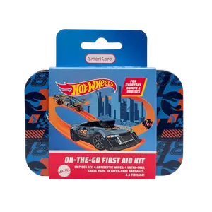 Smart Care Hot Wheels First Aid Kit, 33PC, Reusable Storage Tin