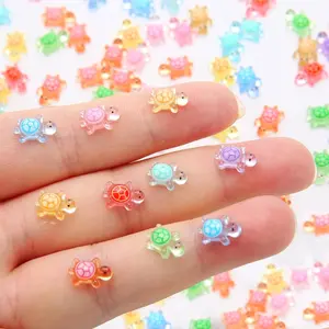 200 Pcs Summer Gift Mini Resin Turtles Glow in the Dark, Tiny Sea Turtle Animals to Hide Small Luminous Figures Miniature Plastic Ocean