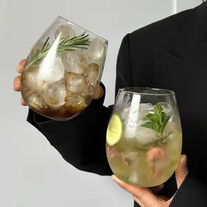 Elegant Glass Egg-Shaped Mousse Cups, Large Capacity High Aesthetic Design, Perfect for Mojito Cocktails & Fruit Tea Drinks