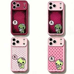 Y2k Kawaii Emo Zombie Phone Case | Pink Black Polka Dot Skull Pattern For iPhone 11 12 13 14 15 16 17 Pro Max For Samsung S26 S25 S24 S23 S22-Gift For Her/Him/Fans