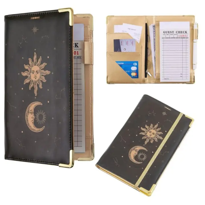 Server Waitress Book With Money Zipper Pocket Serving Organizer Notepad Fits Apron