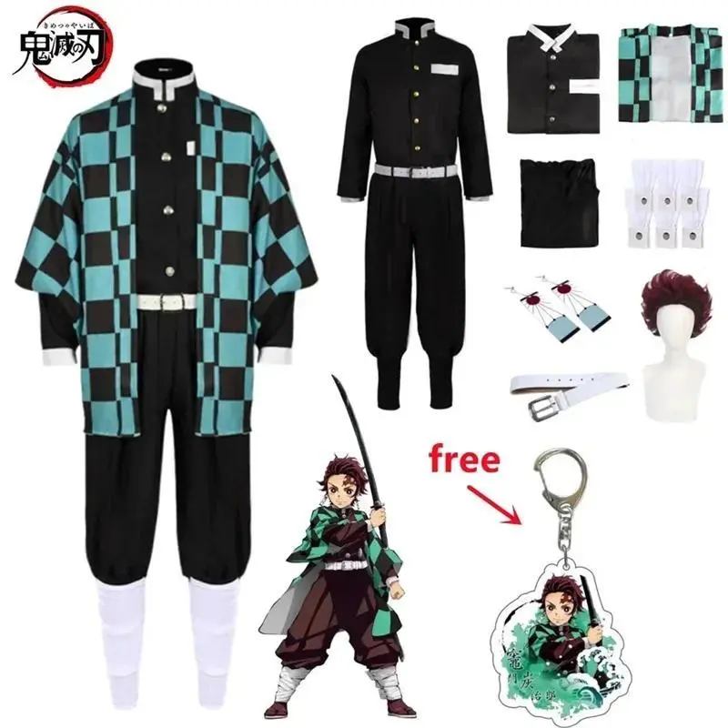 Anime Kamado Tanjirou Polyester Cosplay Costume, Demon Slayer Halloween Outfit for Kids & Adults, DIY Specialty Cosplay Supply Gift