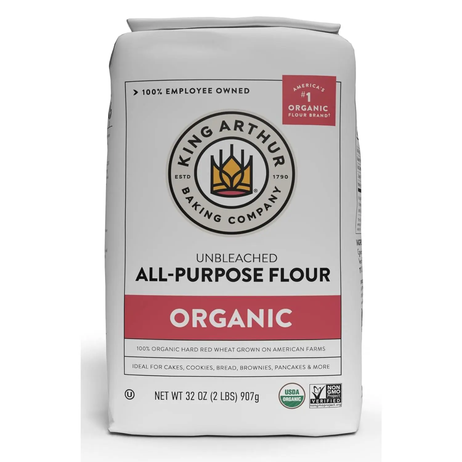 King Arthur 100% Organic All-Purpose Flour, Unbleached, 2 lb (Pack of 1) - Non-GMO Project Verified, No Preservatives