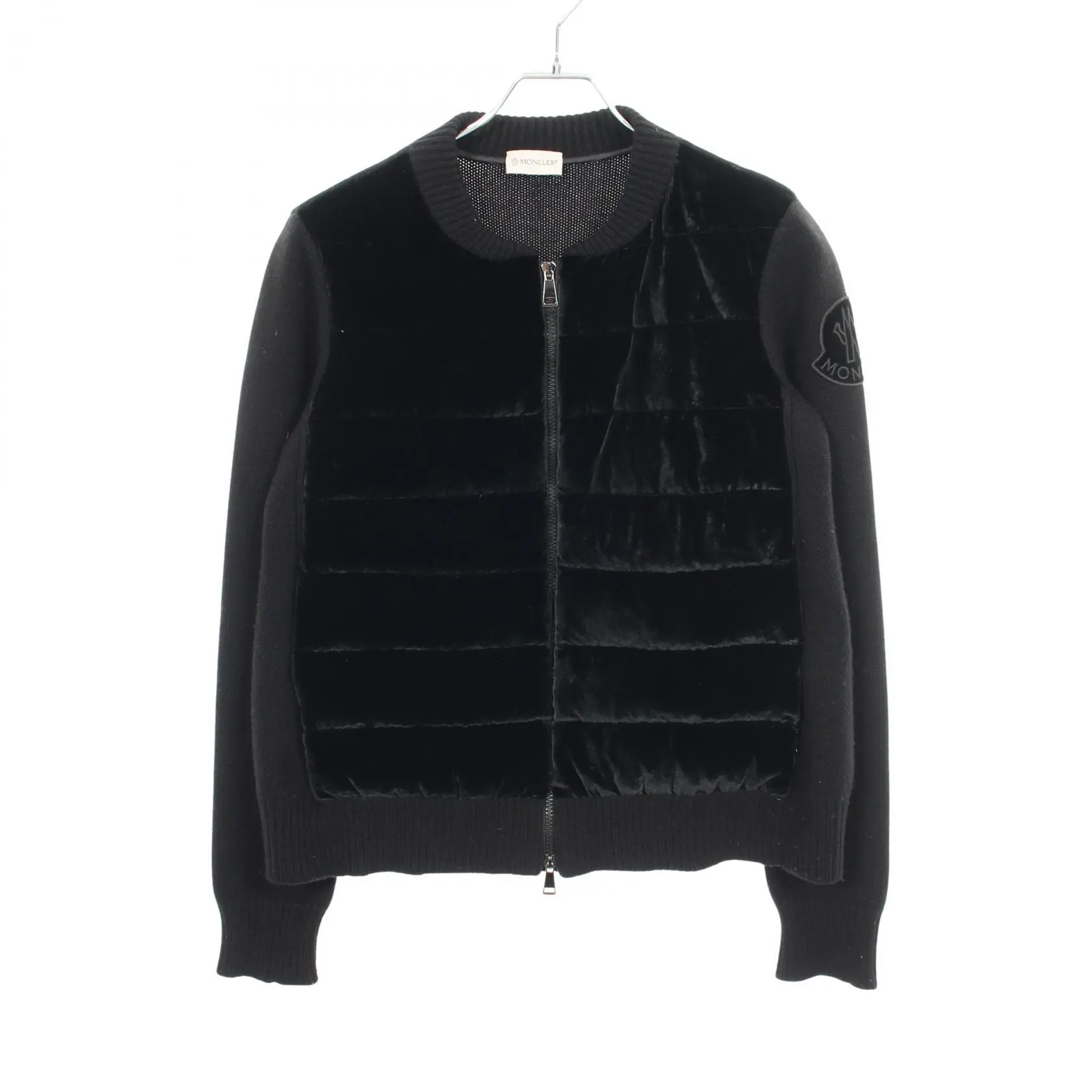 Pre-owned MONCLER Wool Small Leather Goods Velour Knit Down Jacket