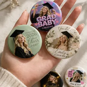4 Styles Design Personalized Graduation Button Pins 2026, Custom Photo Grad Pin, Class of 2026 Pin Senior Gift