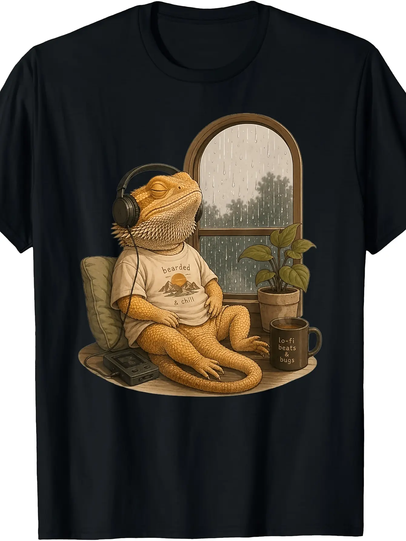 Retro Bearded Dragon Lizard T-Shirt - Chill Reptil unisex soft cotton short sleeve t shirt, vintage graphic casual tee for men women teens, perfect birthday holiday gift for camping travel gym daily street  wear