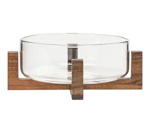 10 Strawberry Street Everyday Acacia Glass Bowlw. pedestal
