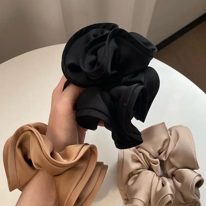 Solid Color Ruched Design Hair Tie, High Stretch Scrunchie, Casual Simple Hair Accessories for Women & Girls, Minimalist Headwear Suitable for Thick Hair, Hair Scrunchies