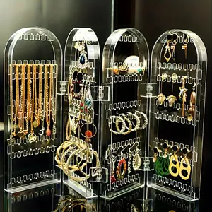 Transparent Acrylic Earring Display Stand, Large Capacity Oval Jewelry Storage Box, Durable Plastic Material, Retail Store Showcase Tower