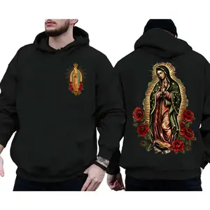 Our Lady Of Guadalupe Saint Mary Hoodie 2 Sided, Virgen De Guadalupe Catholic Faith Hooded Sweatshirt, Christian Spiritual Top, Latino Religious Apparel, Chicano Style For Men For Women
