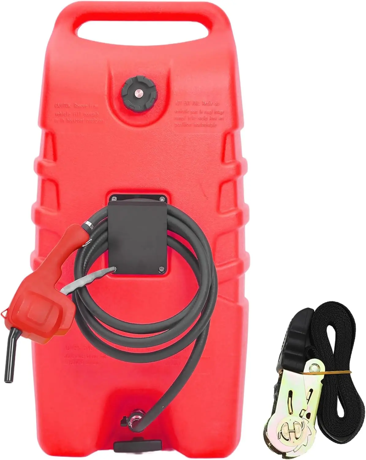 14 Gallon Portable Fuel Tank with Wheels, Red Gas Caddy with Manual Siphon Pump & 10FT Hose, T-Handle for Easy Carry, Included for Cars, ATVs, Boats, Generators - Red