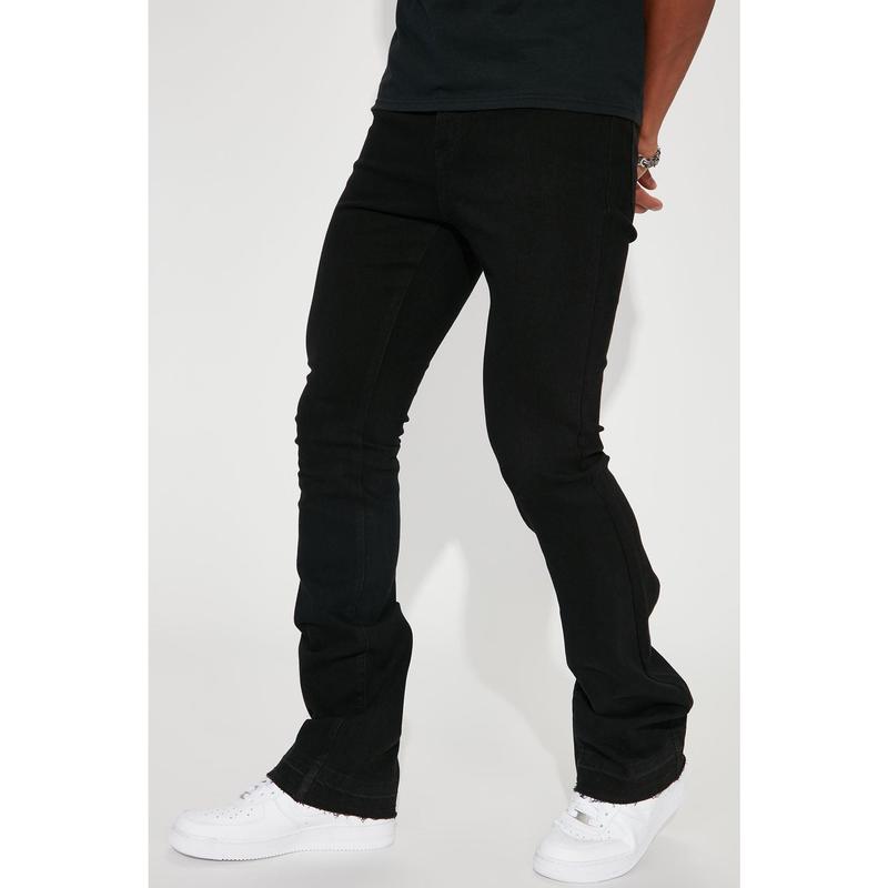 Cornell Stacked Skinny Flare Jeans - Black