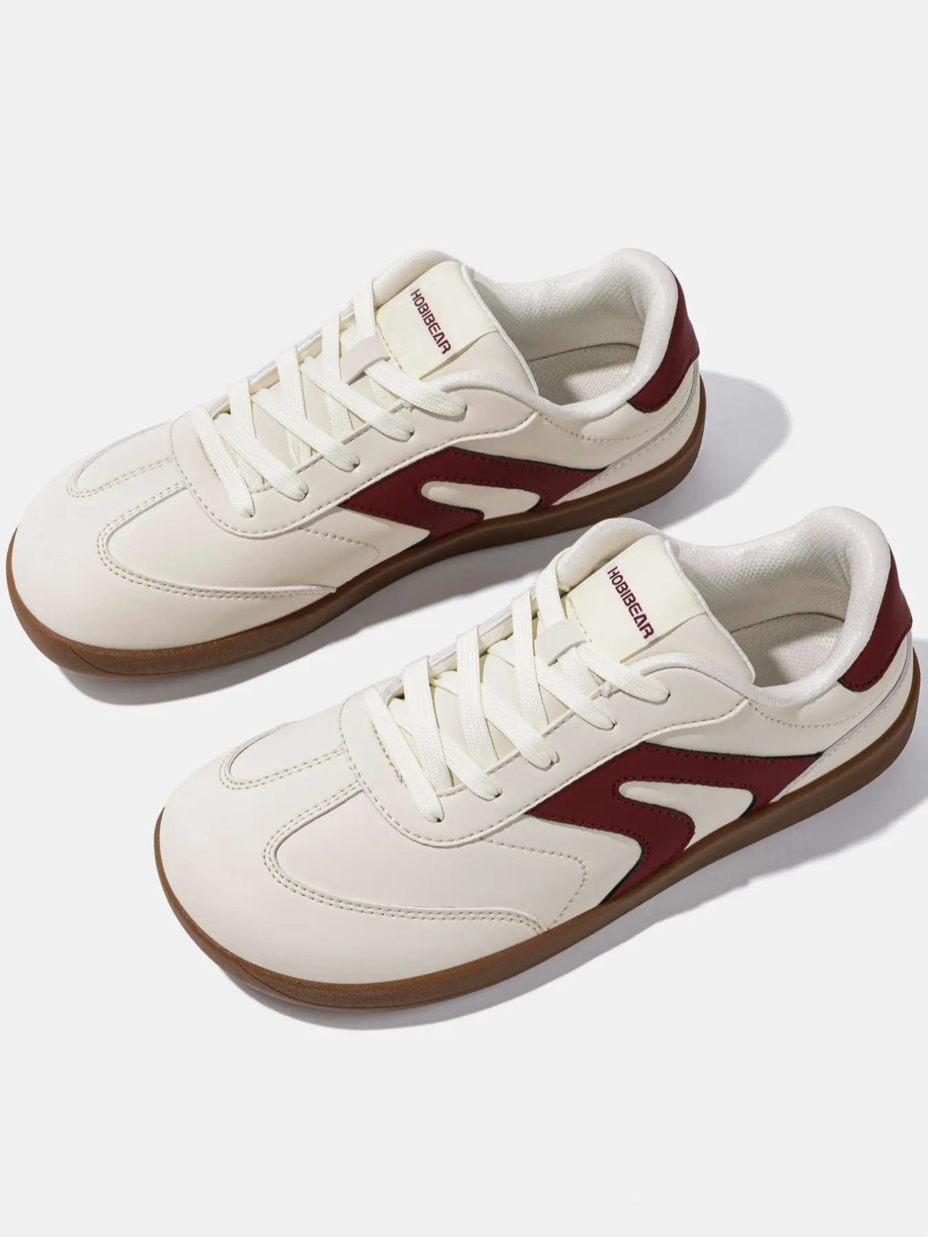 HOBIBEAR Spring Autumn PU Leather Casual Shoes, Casual Trainers, Sports Shoes, Training Shoes, Walking Shoes, Wide Fit Low Top Sneakers, Lightweight Non-Slip Rubber Sole, Unisex All Season Footwear