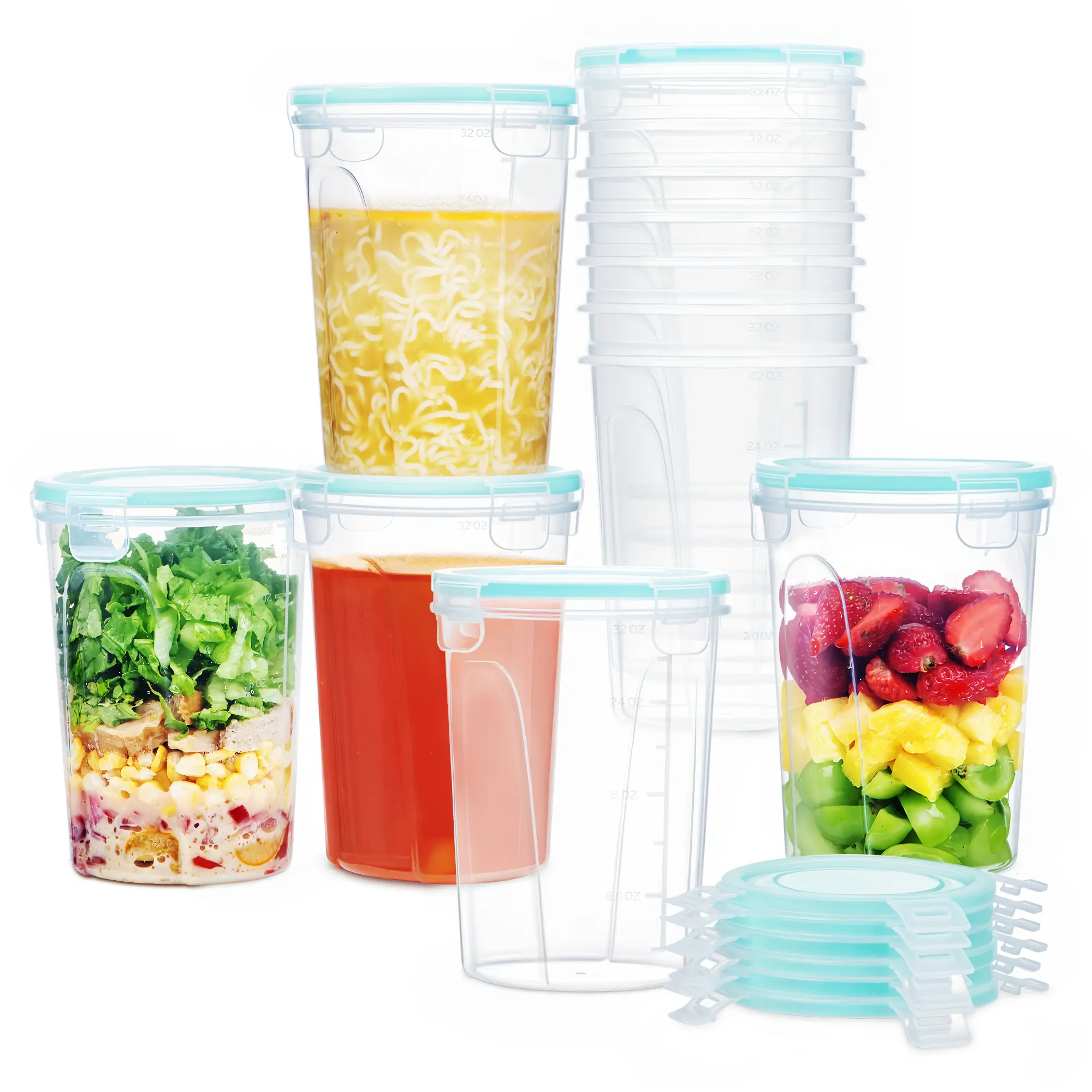 【New Arrival】Vtopmart 12 Pack 32oz Soup Containers with Airtight Lids, Deli Containers for Take-Out, Plastic Food Freezer Storage Containers for Meal Prep, Salad, Fruit, Lunch, Microwave/Dishwasher/Freezer Safe