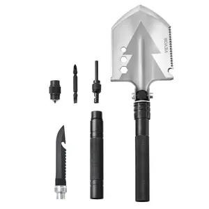 VEVOR Survival Shovel, 8 in 1 Camping Shovel Folding Multitool, Military Grade Portable Compact Tactical Shovel, Multifunction for Off-Roading, Camping, Hiking, Outdoor, Survivalist and Emergency