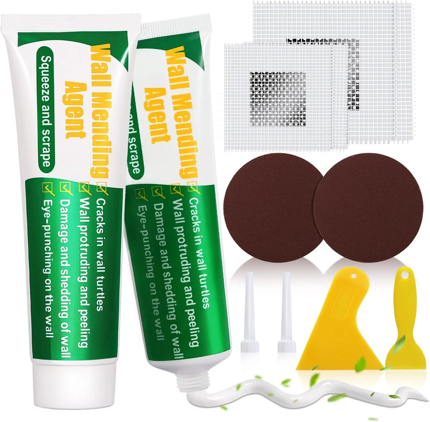 Drywall Repair Kit with Multi-Size Wall Patches, Spackle, Scraper, Sandpaper for Hole Filling
