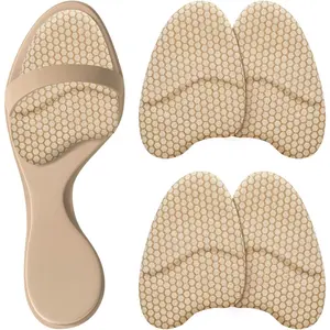 2 Pairs Comfortable Silicone Forefoot Pads for High Heels - Non-Slip Honeycomb Design, Reusable & Easy-to-Apply Half Size Insoles for Women's Sandals, Beige Color, Perfect for Parties & Weddings