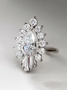 1 PC Glamorous Cubic Zirconia Ring Cluster Stone Engagement Ring For Women Wedding Engagement Valentine's Day Party Gift