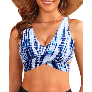 Aqua Eve Women Wrap Bikini Top - Push Up Large Bust Swimsuit Top Tie Back Bathing Suit