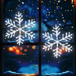 Christmas Decorations, 2 Pack Christmas Window Lights Snowflake Decorations, Snowflake Lights with 8 Lighting Modes for Holiday Indoor and Outdoor Wall Door Glass Decoration(White)