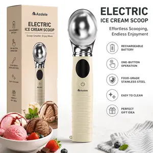 AZDELE Electric Ice Cream Scoop - A 4-in-1 Electric Ice Cream Scoop with Adjustable Heating Functions - The Temperature Range Is 100/120/140/160, Equipped with An LED Display, Rechargeable, Suitable for Hard Ice Cream, Frozen Yogurt, And Smoothies