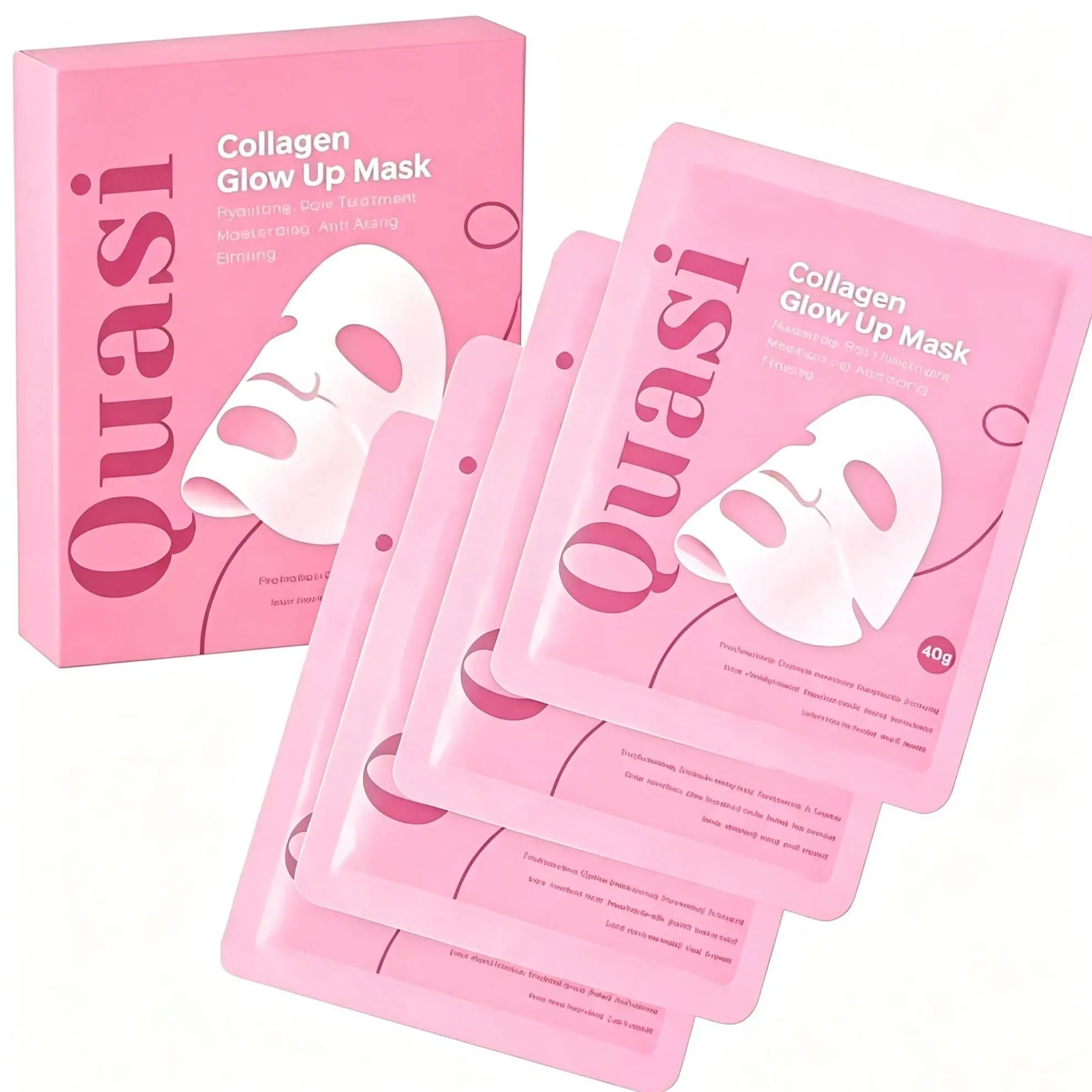 Quasi-Collagen Brightening Mask 2.0, a quasi-biological collagen mask, is a firming and deeply hydrating mask that reduces wrinkles, minimizes pores, and creates a glass-like, radiant complexion. One box contains four masks.