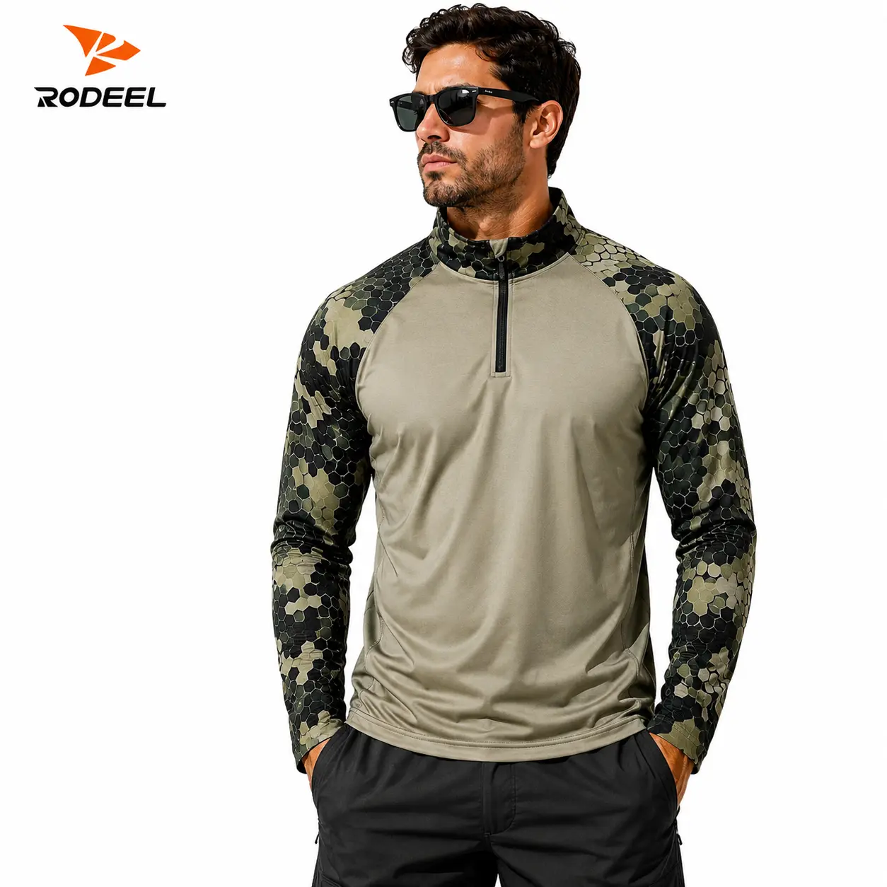 RODEEL 913 Quarter Zip Long Sleeve Shirts Men UPF 50+ Sun UV Protection Lightweight Quick Dry Moisture Wicking Breathable Cooling Athletic Activewear for Outdoor Sports Gym Hiking Camping Running Fishing Hunting Boating Construction Menswear summervibes