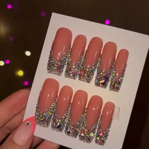 Blinged out French tip press ons