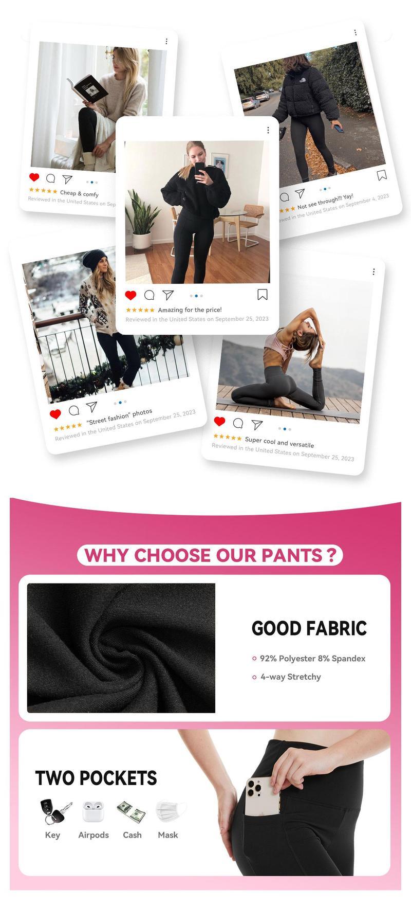 SHOWITTY Women's High Waisted Tummy Control 1/3 Pack Leggings with Pockets – Non See-through Stretchy Yoga Pants for Workout #Halloween #outdoorfun