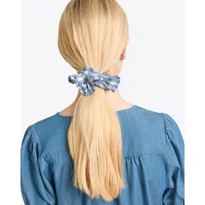 Ruffle Scrunchie in Light Blue Gingham