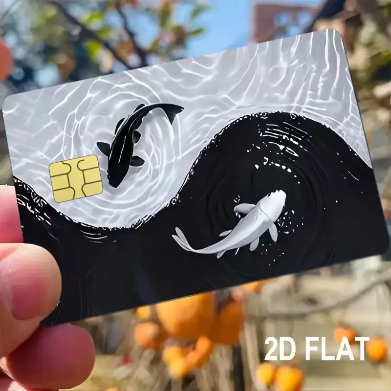 Yin Yang Koi Fish Credit Card Skin, Waterproof Debit Card Sticker Cover, Scratch Resistant Vinyl Wallet Wrap, Japanese Zen Art Design