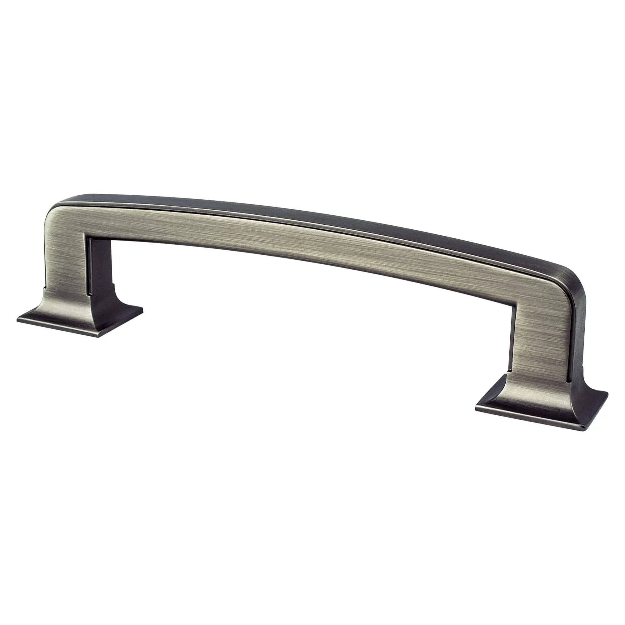 Berenson 2161-1VTN-P Hearthstone Traditional Bath Pull Handle - Vintage Nickel, Thick Shape, Adds Warmth, 128 mm Center to Center, 1.4375 in Height, 0.5 in Width, 6.0625 in Length, 0.875 in Base, Door Hardware