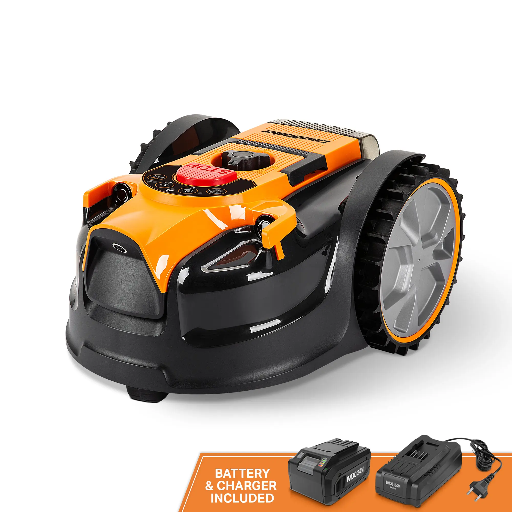 LawnMaster OcuMow VBRM601YCM Brushless Lithium Battery Blade-Type Robotic Lawn Mower with Blades - Cordless, Optical Navigation, No-Go Function, Portable Carry Handle, Ideal for 1000 Sq. Ft Small-Medium Gardens