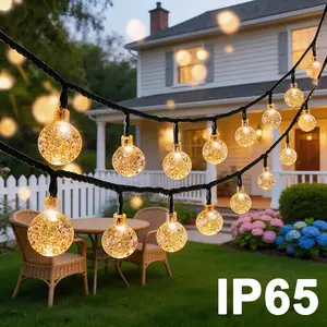 Solar Outdoor Crystal Ball Light String, 472.44in 100 Light Beads, 8 Lighting Modes, Waterproof and Durable Design, Suitable for Camping and Family Gathering Decoration, Perfect Choice for Holiday Lighting