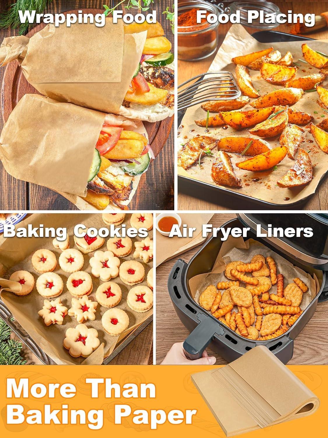 100Pcs Parchment Paper Sheets, 9x13 In Unbleached Parchment Paper for Baking Grilling Air Fryer and Steaming, Precut Non-Stick Parchment Baking Sheets in Quarter Size for Bread Cakes Cookies